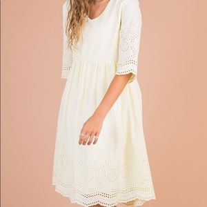 Called to Surf- Brass & Roe Yellow Eyelet Dress